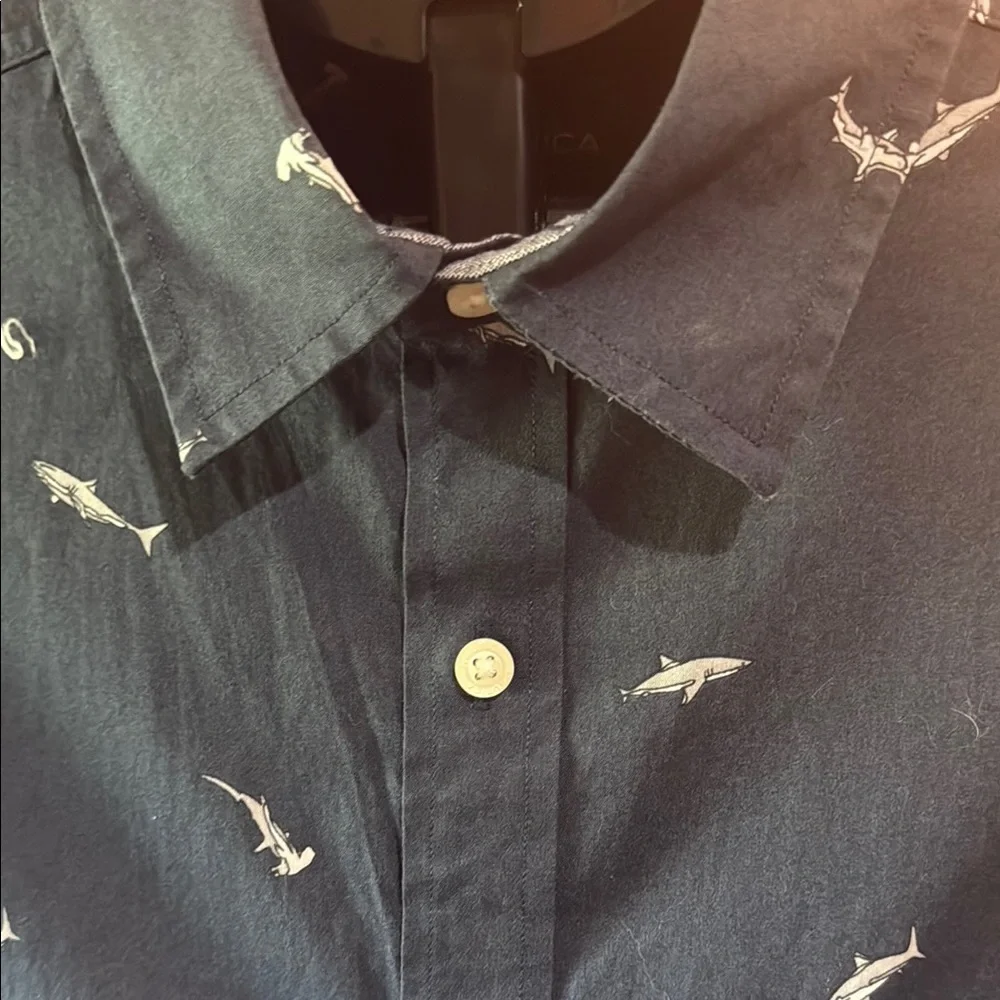 Men's Navy Blue Shark Patterned Nautica Shirt - Discovery Shark Week - Picture 5 of 9